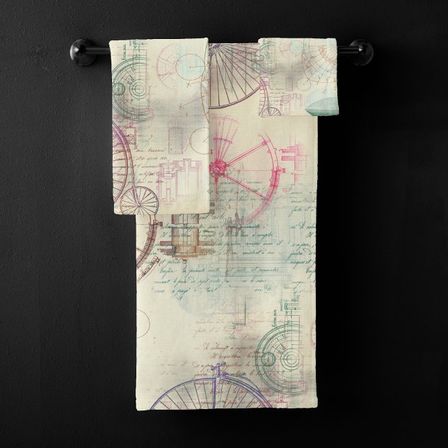 Conjunto De Toalhas Victorian Steampunk | Grunge de Aquarela Pastel (Criador carregado)
