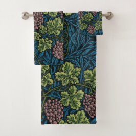 Conjunto De Toalhas Vides com cachos de uvas rosadas