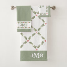 Vidro Holly Monograma Vermelho Natal Vermelhos