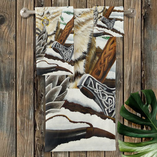 Conjunto De Toalhas Viking Cat Blue Dragon