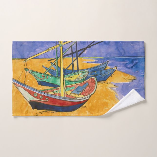 Conjunto De Toalhas Vincent van Gogh - Barcos de Pesca na Praia (Toalha de mão)