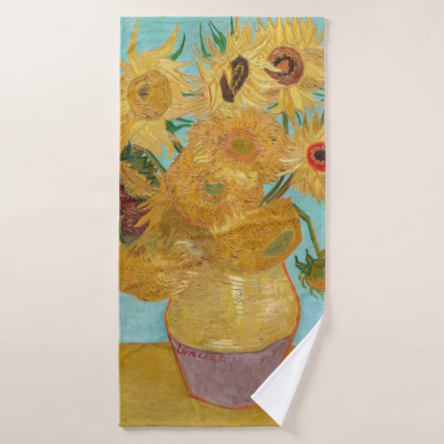 Conjunto De Toalhas Vincent Van Gogh - Vase com Doze Girassóis (Toalha de Banho)