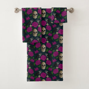 Conjunto De Toalhas Vinhas Rosa de Grãos Góticos Escuros Raven Cor-de-