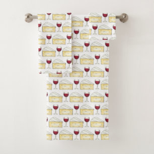 Conjunto De Toalhas Vinho Vermelho e Queijo Brilhante Merlot Cabernet 