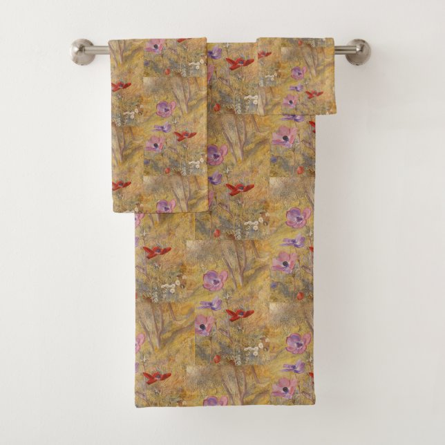 Conjunto De Toalhas Vintage Anemones Henry Roderick Newman (Insitu)