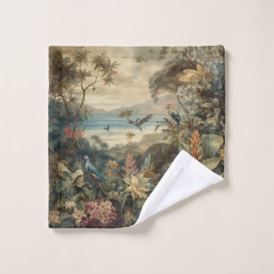Conjunto De Toalhas Vintage botânica bird flores no paraíso