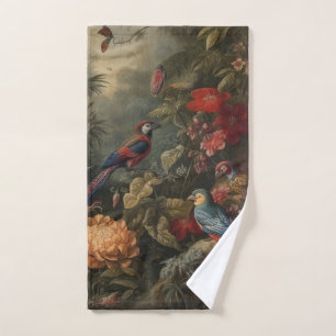 Conjunto De Toalhas Vintage botânica bird flores no paraíso