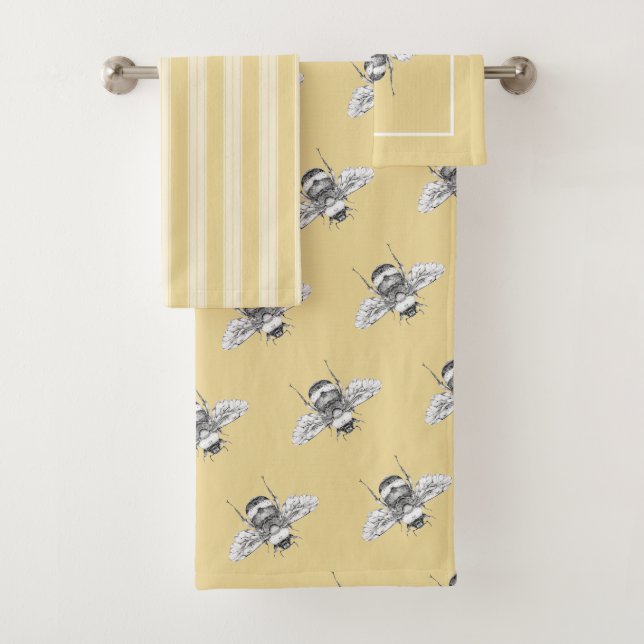 Conjunto De Toalhas Vintage Bumble Bees & Summer Yellow (Insitu)