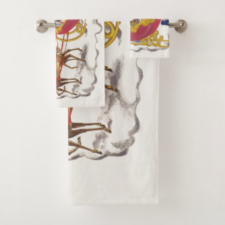 Conjunto De Toalhas Vintage Christmas, Jolly Santa Claus with Sleigh