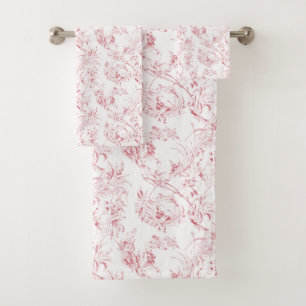 Conjunto De Toalhas Vintage com fantasia floral francesa toile-pink
