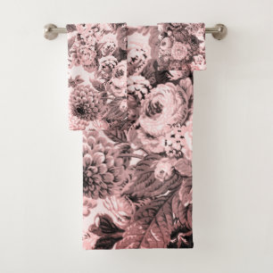 Conjunto De Toalhas Vintage cor-de-rosa branco preto Toile floral da
