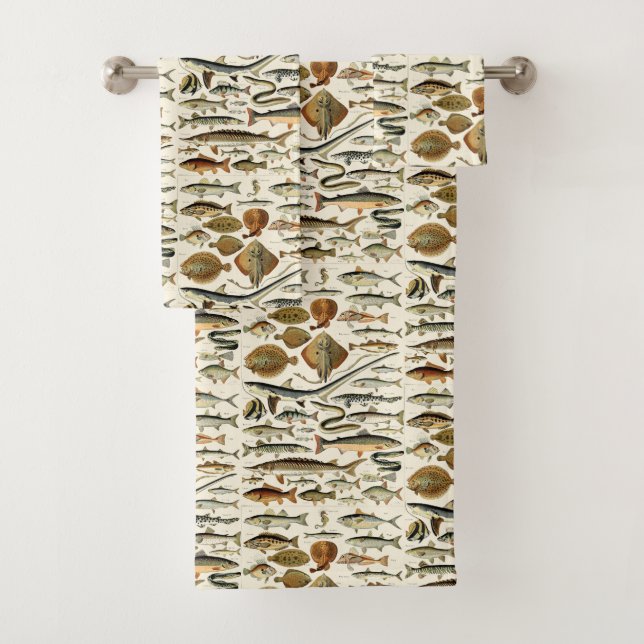 Conjunto De Toalhas Vintage Fish by Adolphe Millot (Insitu)