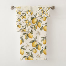Conjunto De Toalhas Vintage Flor de Limão – Cítrico Botânico Elegante
