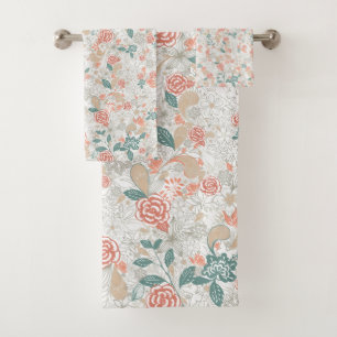 Conjunto De Toalhas Vintage Floral Fllower Seamless Patterno