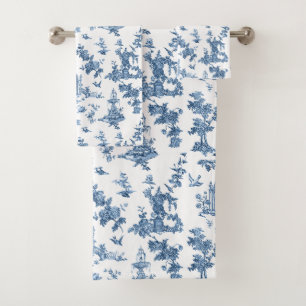 Conjunto De Toalhas Vintage - Fontes Fantásticas e Árvores Toile-Blue