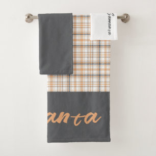 Conjunto De Toalhas Vintage geométrica cinza branca laranja