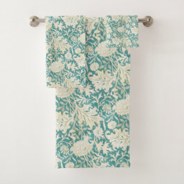 Conjunto De Toalhas Vintage John Henry Dearle Aqua Floral Patterno