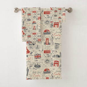 Conjunto De Toalhas Vintage London Towel Set