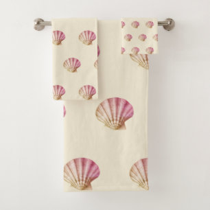Conjunto De Toalhas Vintage moderna, cascas vermelhas cor-de-rosa em c