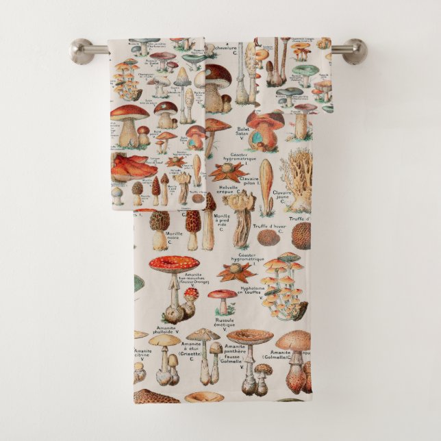 Conjunto De Toalhas Vintage Mushroom Fungus Ilustração I (Insitu)