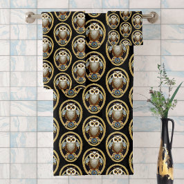Conjunto De Toalhas Vintage Owl Beaded Motif - Art Deco - Add Name