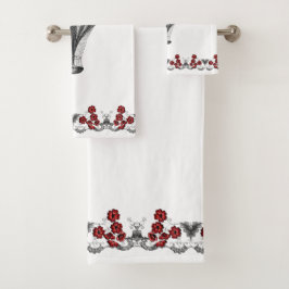 Conjunto De Toalhas Vintage Red Floral Hot Air Balloon