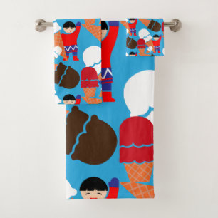 Conjunto De Toalhas Vintage Retro Sorvete Art