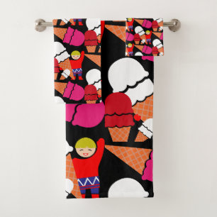 Conjunto De Toalhas Vintage Retro Sorvete Art