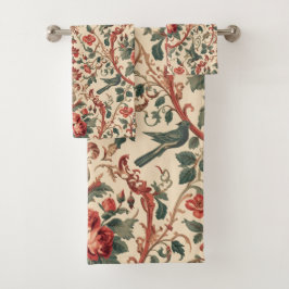 Conjunto De Toalhas Vintage Rose & Bird Pattern Romantic Art Nouveau