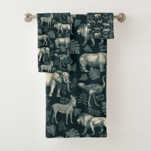 Conjunto De Toalhas Vintage Safari Animais Africanos
