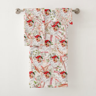 Conjunto De Toalhas Vintage Santa Fleece Blanket Bath Towel Set