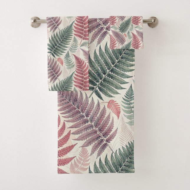Conjunto De Toalhas Vintage-style botanical fern leaves (Insitu)