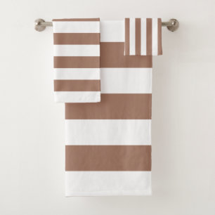 Conjunto De Toalhas Vintage Vertical Stripes Mocha Mousse White