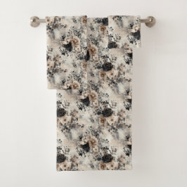 Conjunto De Toalhas Vintage Watercolor Rosas em bege, preto, creme