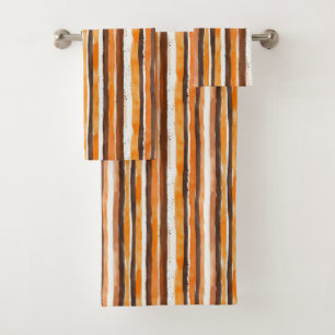 Conjunto De Toalhas Vintage Watercolor Striped-Terthy Café(5)