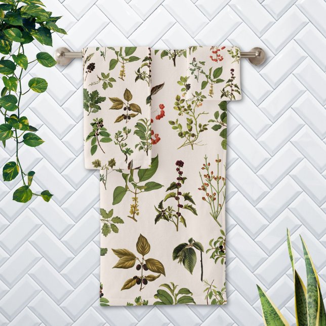 Conjunto De Toalhas Vintage Wildflower Pattern (In situ Bathroom wall)