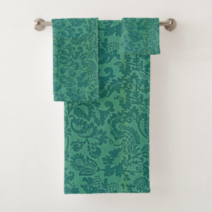 Conjunto De Toalhas Vintage William Morris Floral Patterno Green