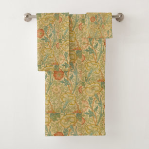 Conjunto De Toalhas Vintage William Morris Pink e Rosa