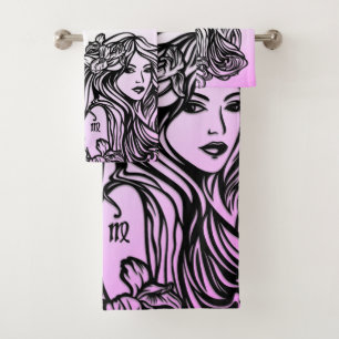 Conjunto De Toalhas Virgo A Virgem Zodiac Purple