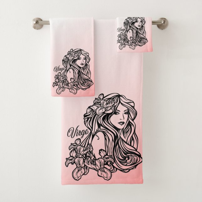 Conjunto De Toalhas Virgo A Virgem Zodiac Rosa (Insitu)