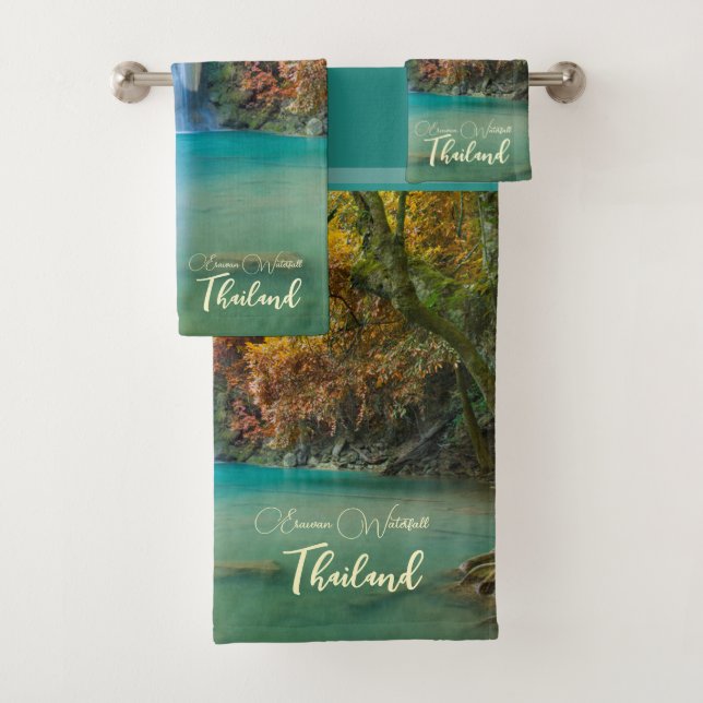 Conjunto De Toalhas Visão de queda de Erawan Waterfall Tailândia (Insitu)