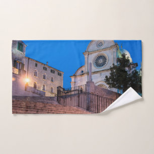 Conjunto De Toalhas Visão noturna das escadas e da igreja em Split, Cr