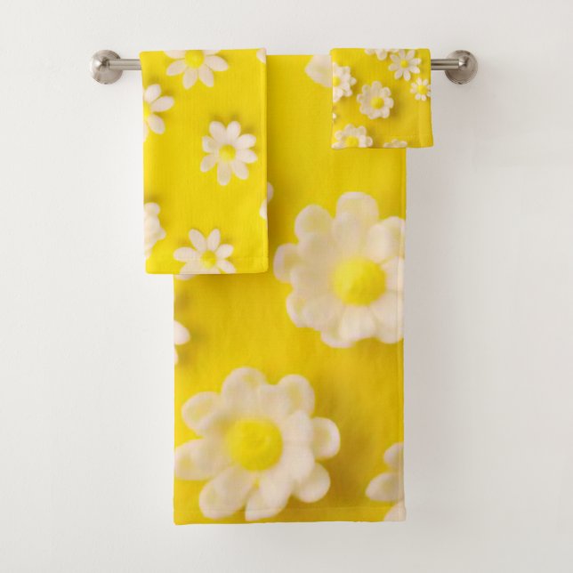 Conjunto De Toalhas Visitas com fundo amarelo (Insitu)