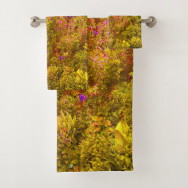 Conjunto De Toalhas Vista Legal de Flores do Jardim Panorâmico Dourado