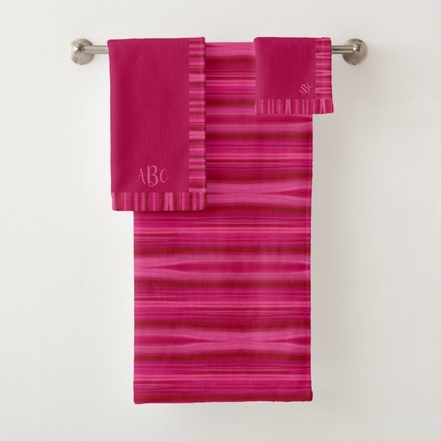 Conjunto De Toalhas Vívido Monograma Fuchsia (Insitu)