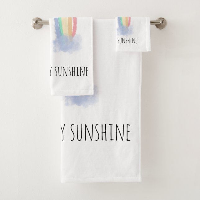 Conjunto De Toalhas Você é meu arco-íris pintado à aguarela sol  (Insitu)