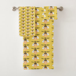 Conjunto De Toalhas Você é uma bela abelha amarela