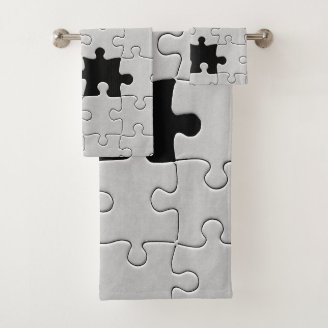 Conjunto De Toalhas Você Me Completa Jigsaw Romântico Preto e Branco (Insitu)