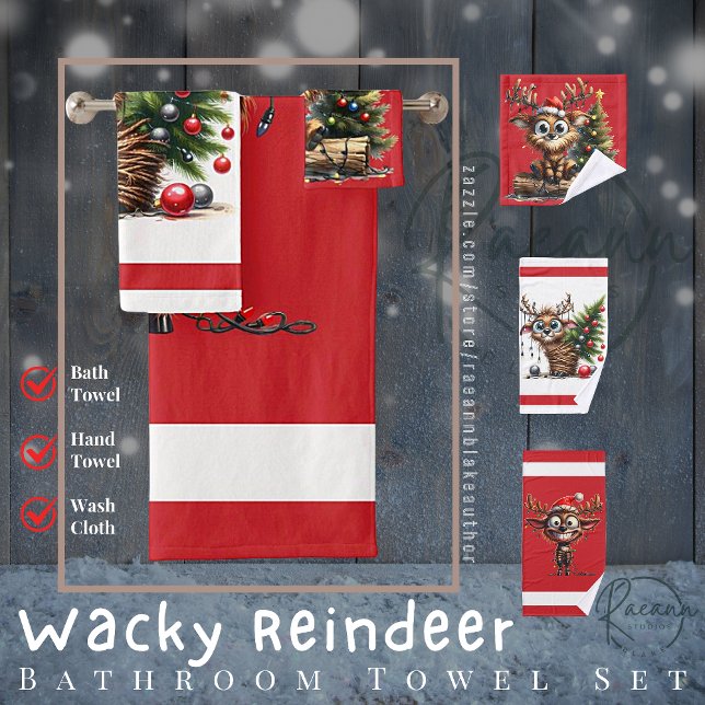 Conjunto De Toalhas Wacky Reindeer Bathroom Set (Criador carregado)
