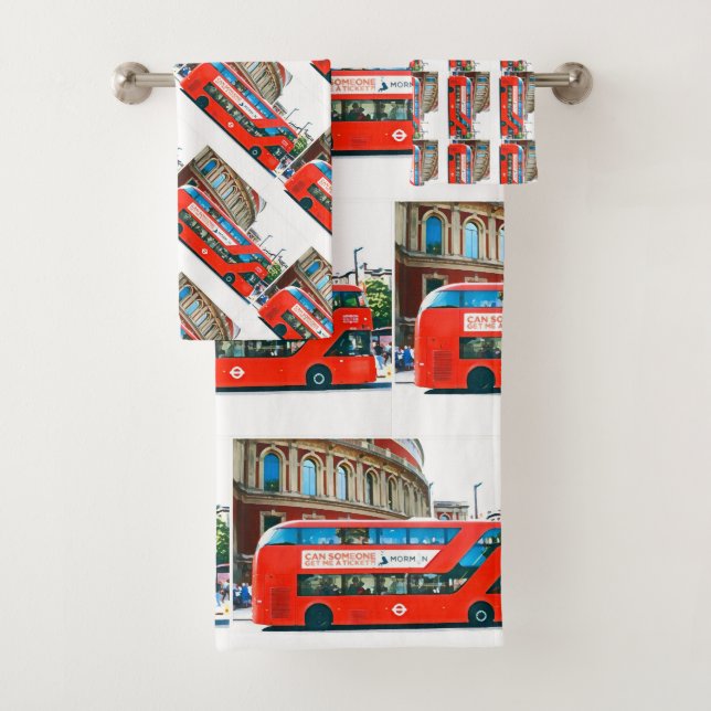 Conjunto De Toalhas Wanderlust Red London Bus Ride Traveler Funky (Insitu)